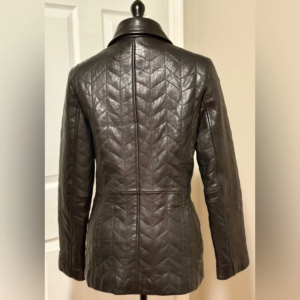Gently Worn Worthington Black Chevron Leather Jacket